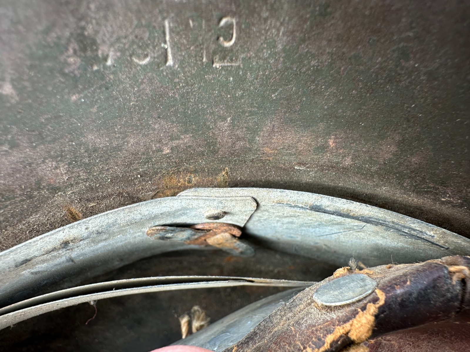 Original German M42 Combat Helmet Stahlhelm - Ex Snow Camo!