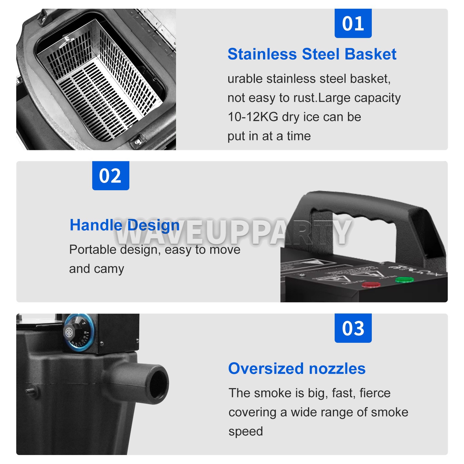 PAIDUN 3500W Dry Ice Fog Machine Low Lying Cloud Smoke Effect Wedding Party Show