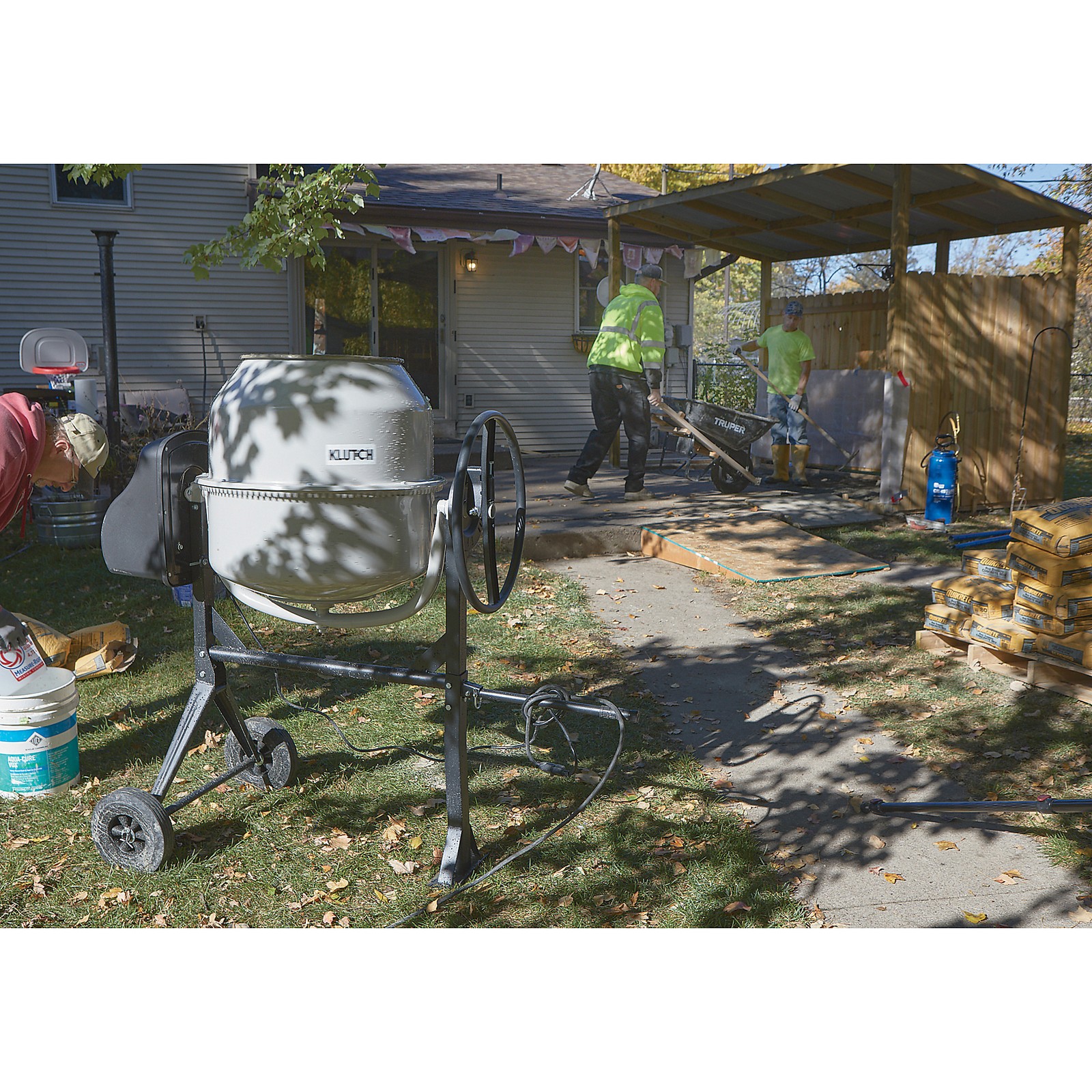 Klutch Electric Cement Mixer, 6 Cu. Ft. Drum, 3/4 HP, 120V Electric Motor