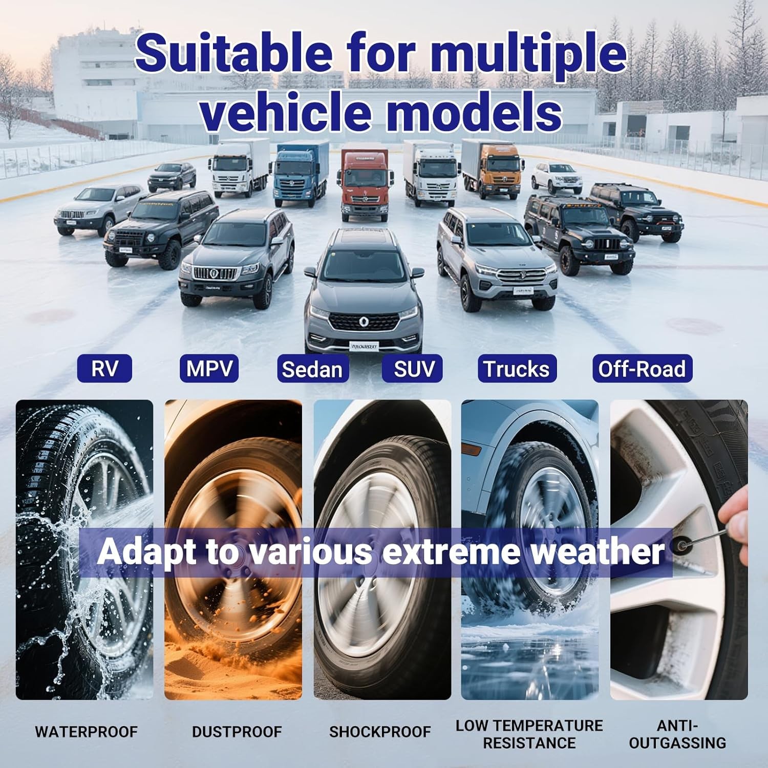 Wireless Solar TPMS LCD Car Tire Pressure Monitoring System + 4 External Sensors