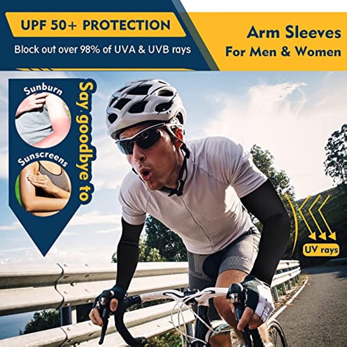 UV Sun Protection Arm Sleeves for Men and Women UPF 50 Sport Cooling Arm Sleeve