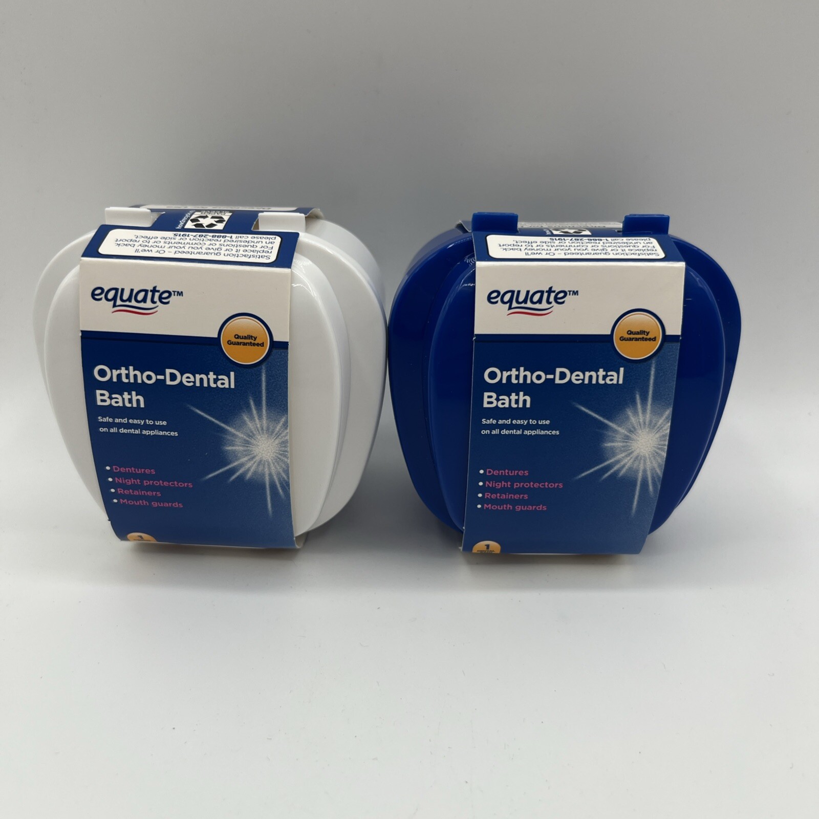 Denture Bath Storage Retainer Box Mouth Guard Ortho Dental Container 2 Pack