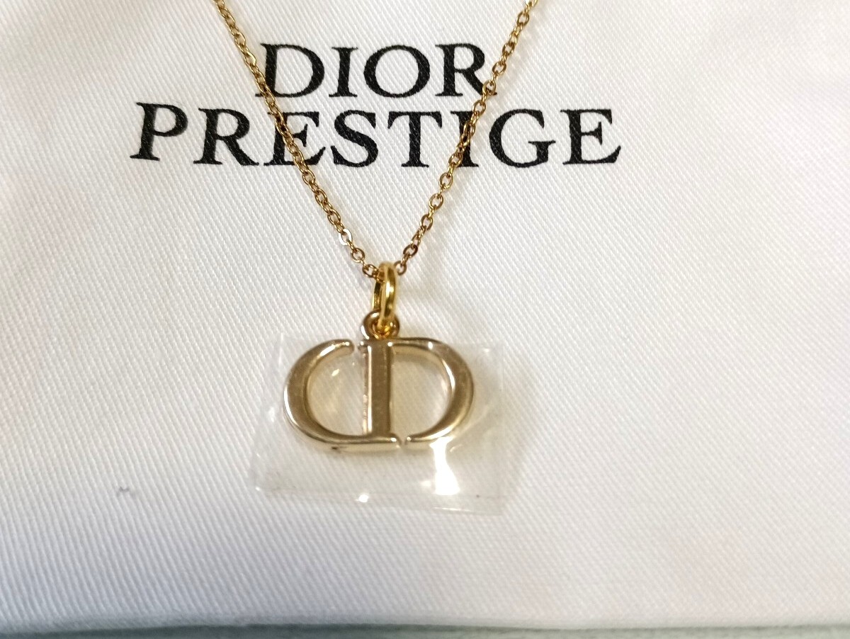 Dior CD Logo Charm Necklace Novelty Pendant Chain Included Authentic