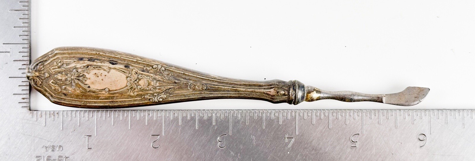 Antique Victorian Fleam Ink Eraser Scratcher Silverplate Handle Blood Letting 6”