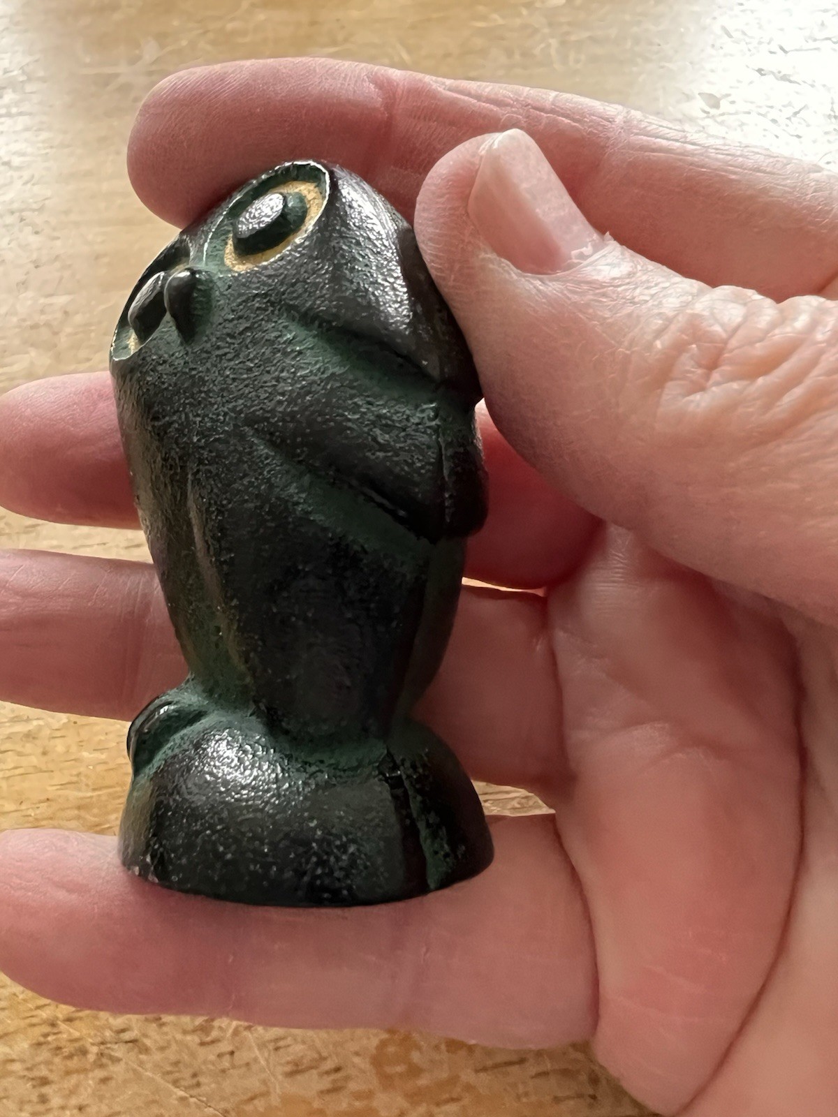 Japanese Nambu Cast Iron Owl Paperweight Kotobuki Japan Mid Century