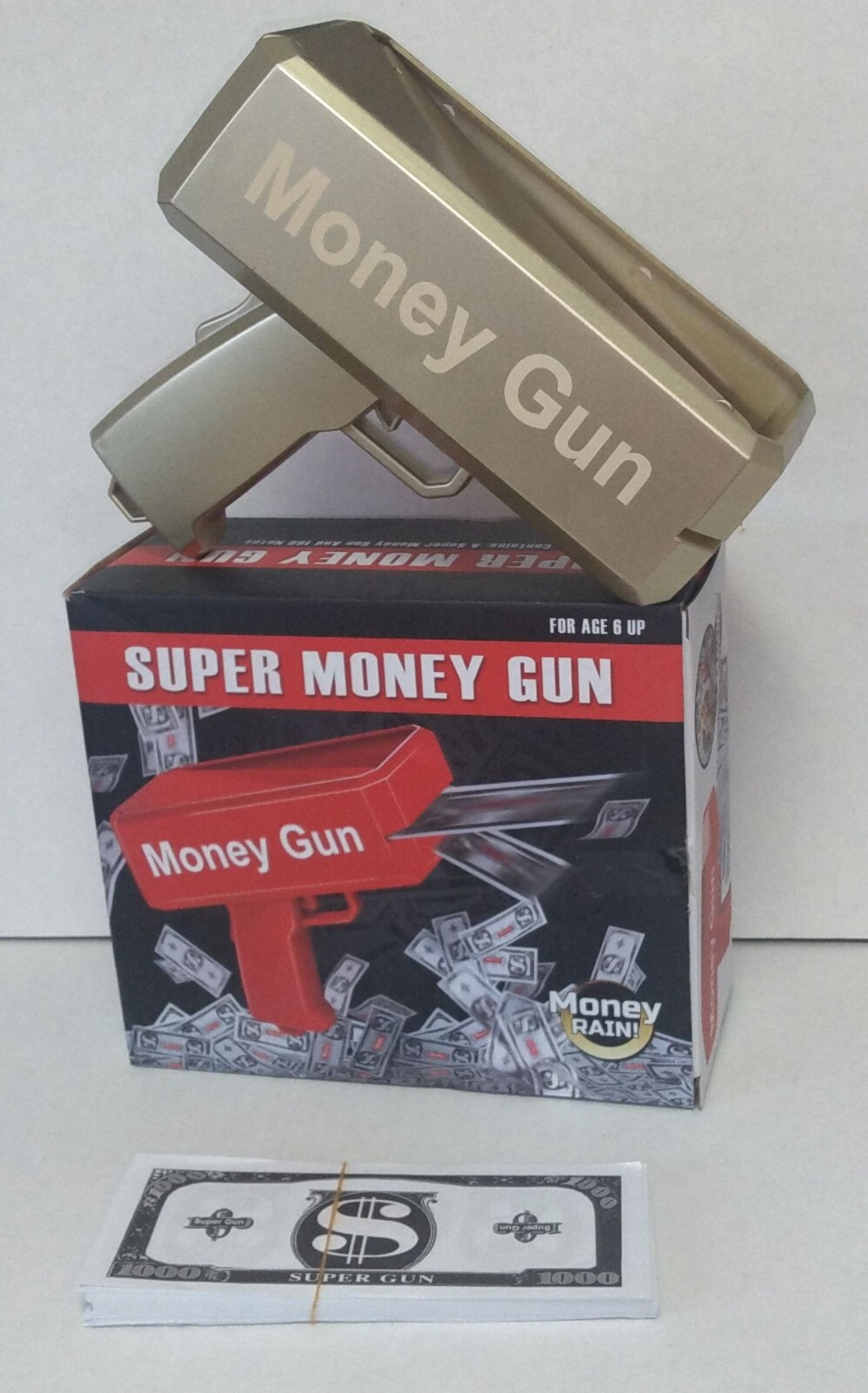 Money Guns Shooter Super Money Gun Make it Rain Toy Gun Gold Brand New in Box