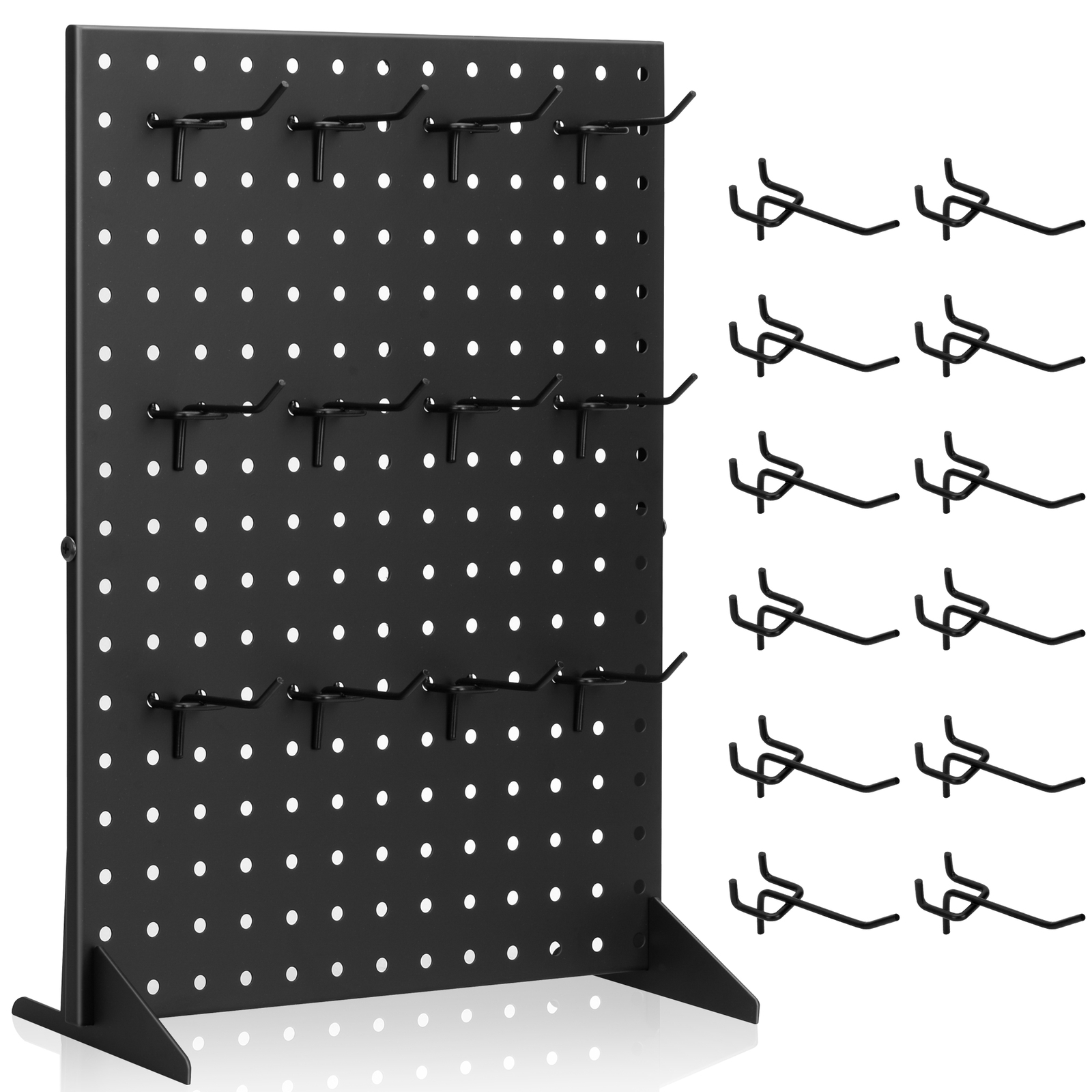 Pegboard Display Stand With 12 Peg Hooks Black Metal 17" x 13" - Retails & Fairs