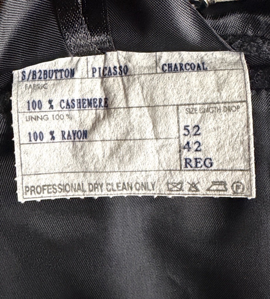 Louis Dell'Olio Cashmere Sport Coat Charcoal Blazer Vintage 42R Vintage Italy