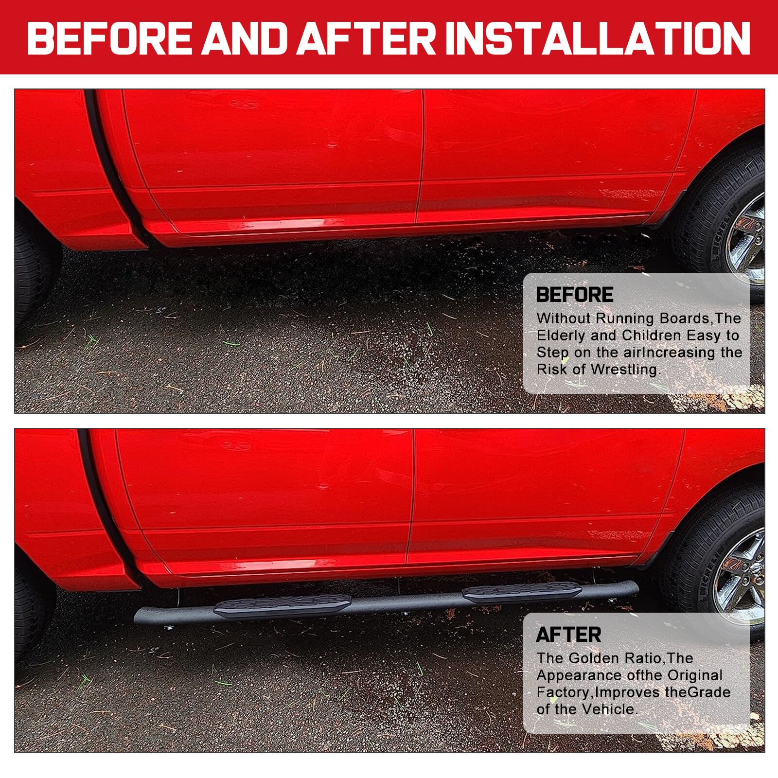 FOR 2015-2024 Colorado/Canyon Crew Cab Side Step Curved Running Board Nerf Bar