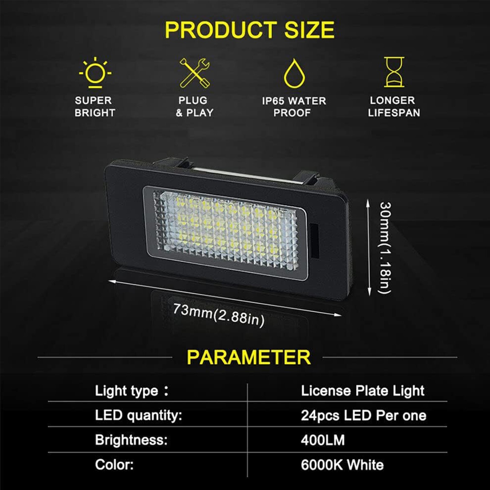 2x LED License Plate Light Tag Lamp Assembly White Canbus For BMW X1 X3 X4 X5 X6