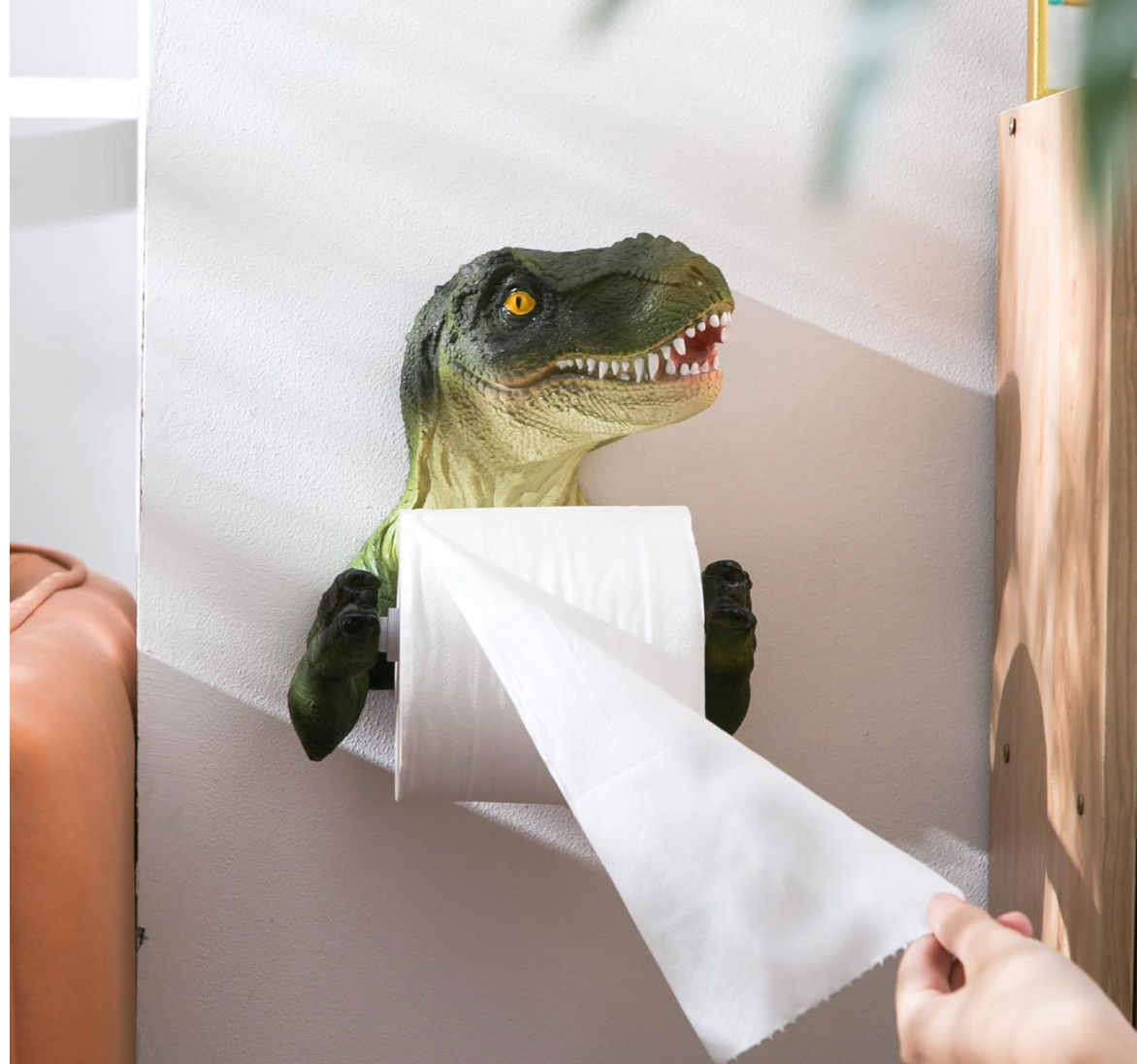 Dinosaur Toilet Paper Holder Wall Mount, Dino Towel Holder for Bathroom Wall ...
