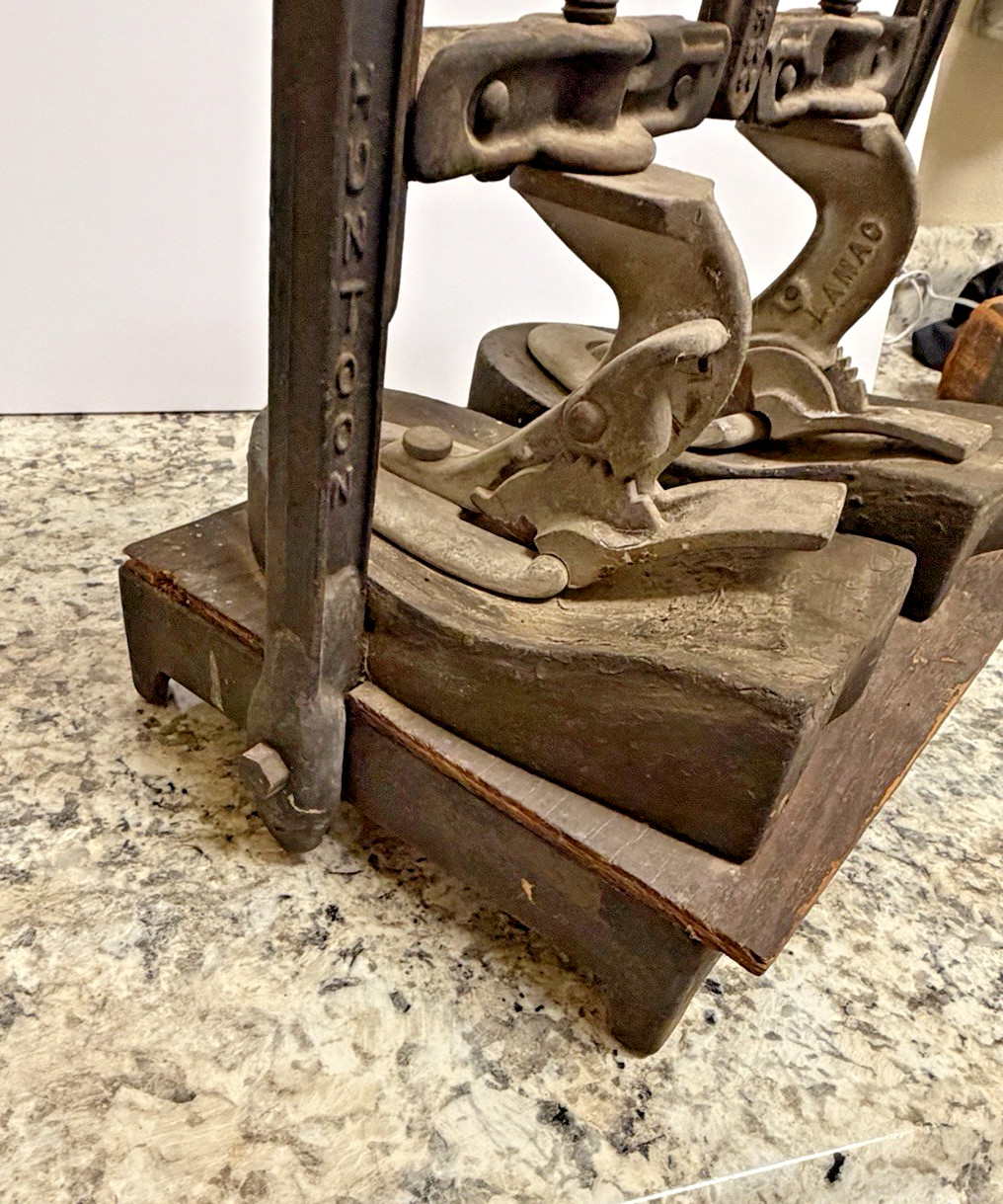 Antique Cast Iron Shoe Form Mold Press Cobbler Repair CL HUNTOON LOS ANGELES