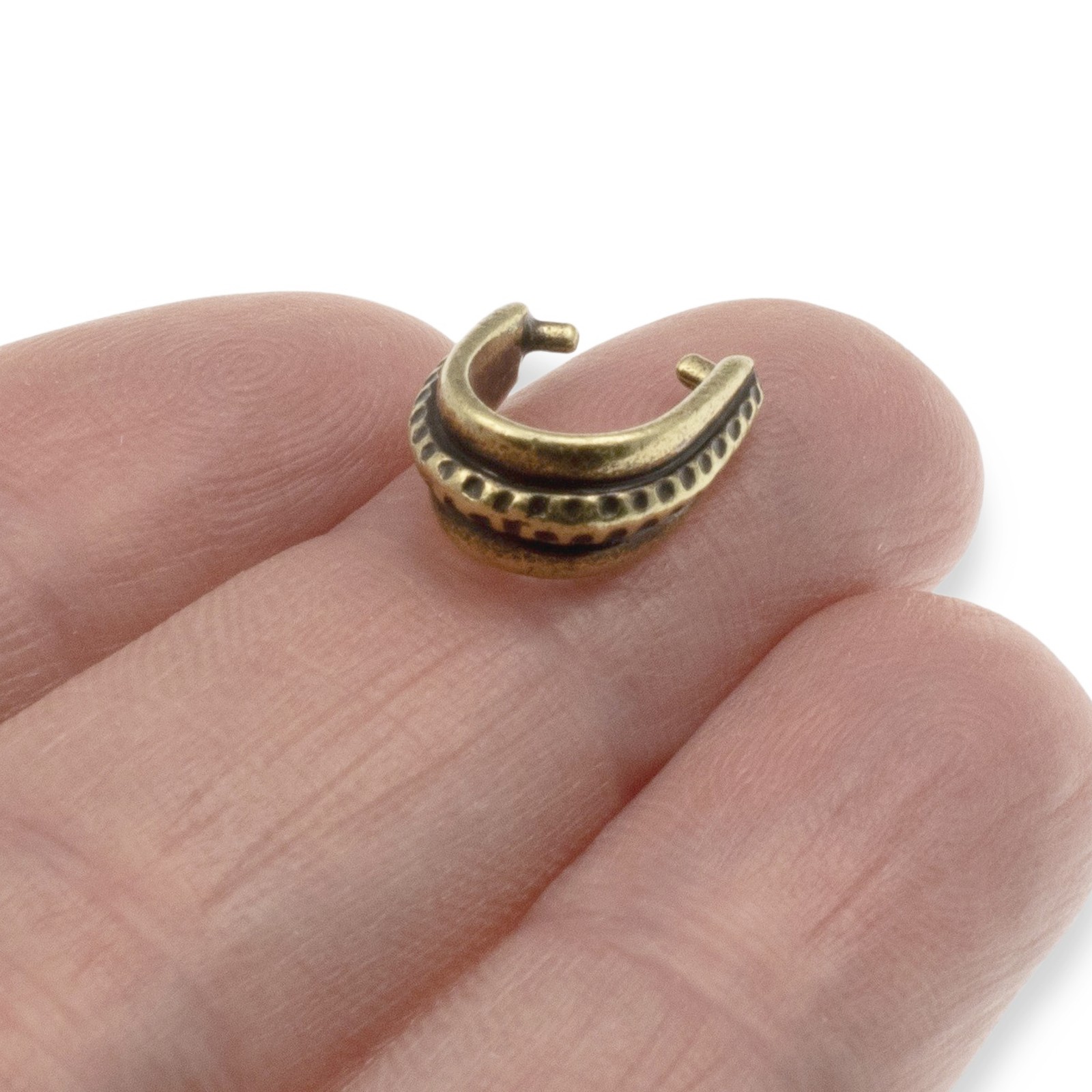 Antique Brass Large Hammered Pinch Bails, 4-Pack Vintage Bronze Pendant Holders