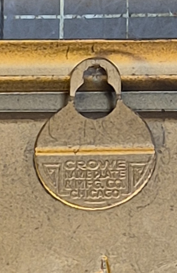 Antique Crowe Name Plate Mfg Ship Raised Metal Picture Chicago 5 1/2" x 7" d