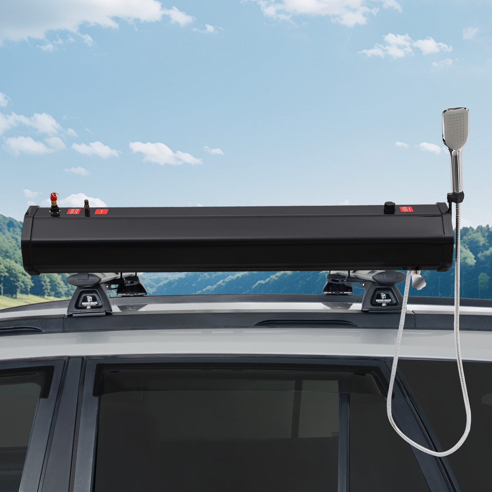 Black Pressurized 8Gallon Camping Shower Water Tank Storage For Off-Road Pick-up