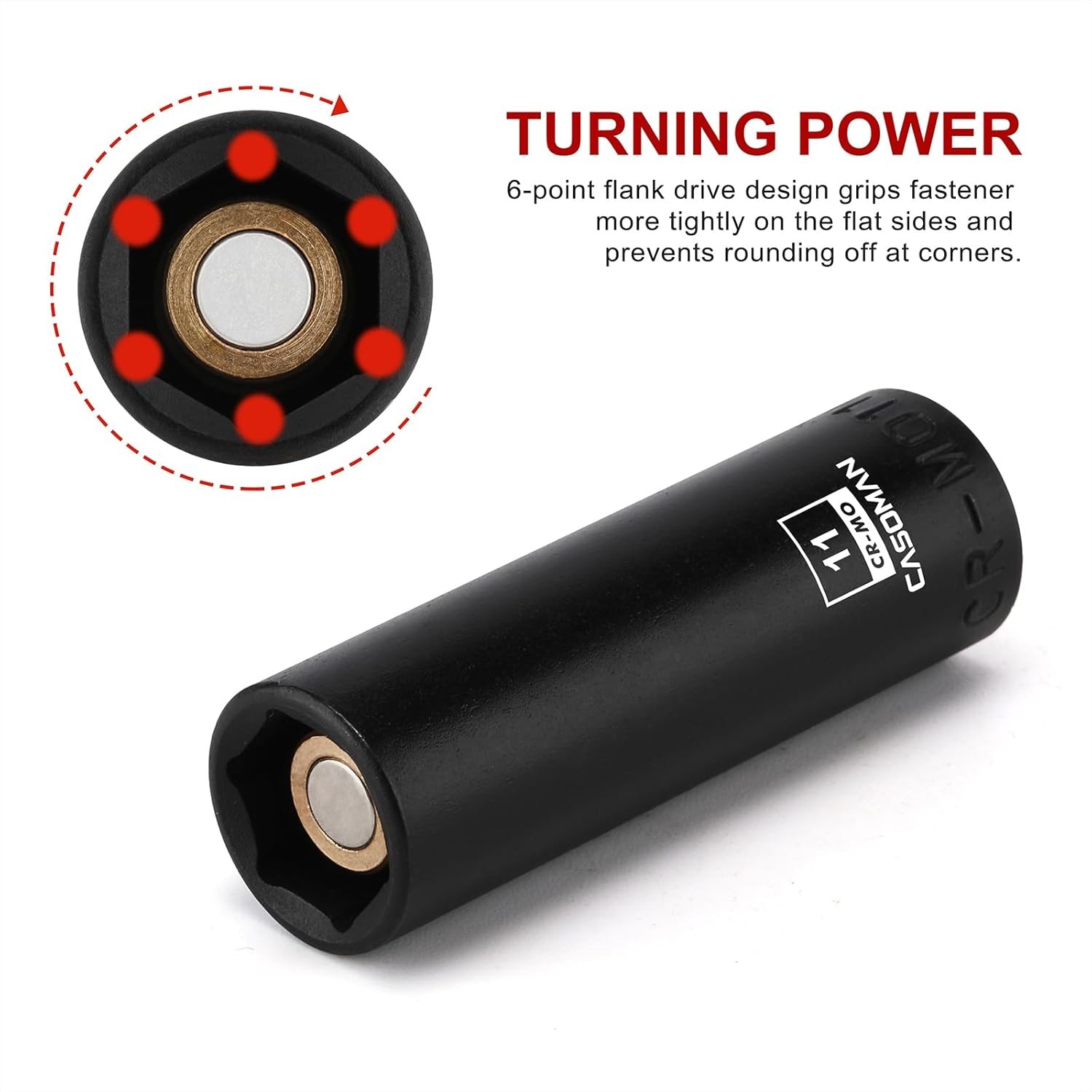 14PCS 1/4"Drive Magnetic Impact Socket Set, Deep, 6-Point, Metric