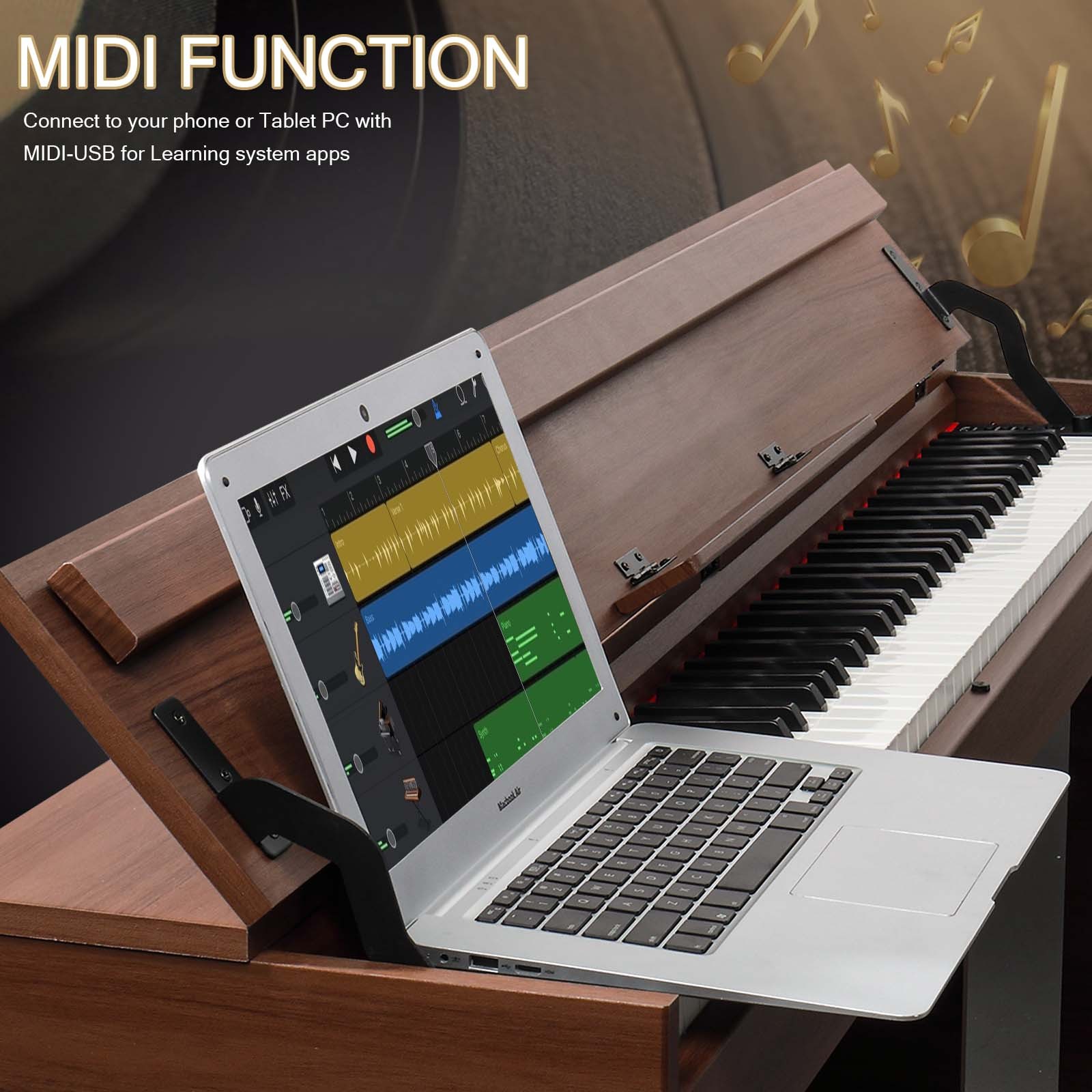 Glarry 88 Key GDP-107 Weighted Digital Piano - Electric Piano With Stand Pedal