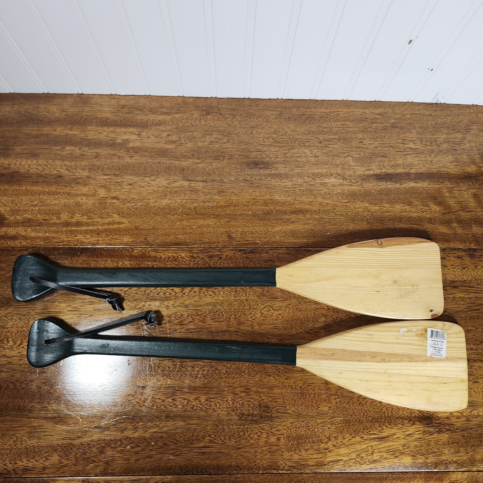 Pair of Canoe Paddles with Moose and Tree Design, Decorative Wooden Outdoor Gear