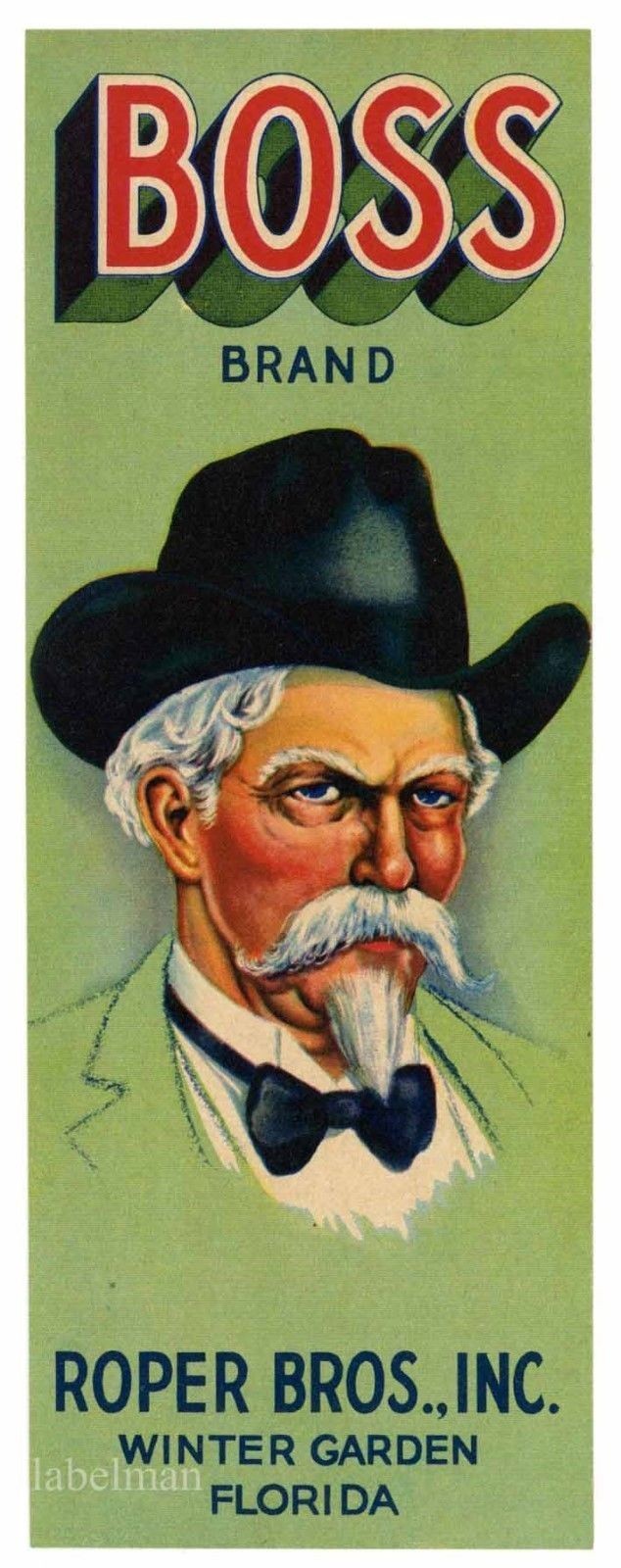 BOSS Brand, Winter Garden, Florida  *AN ORIGINAL CITRUS FRUIT CRATE LABEL*, str