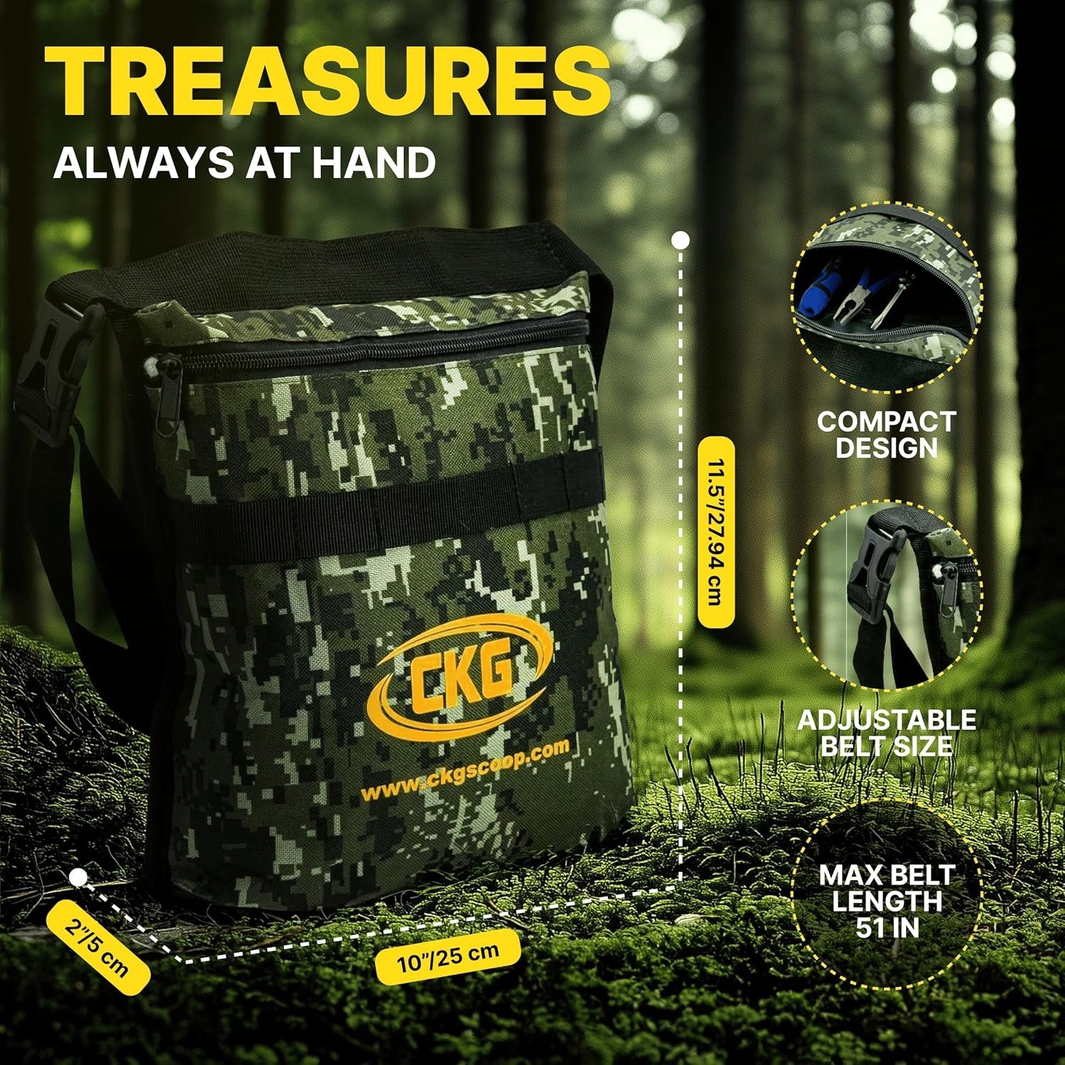 CKG Carbon Metal Detecting Set Spade Shovel, Digging Tool, Pouch Bag