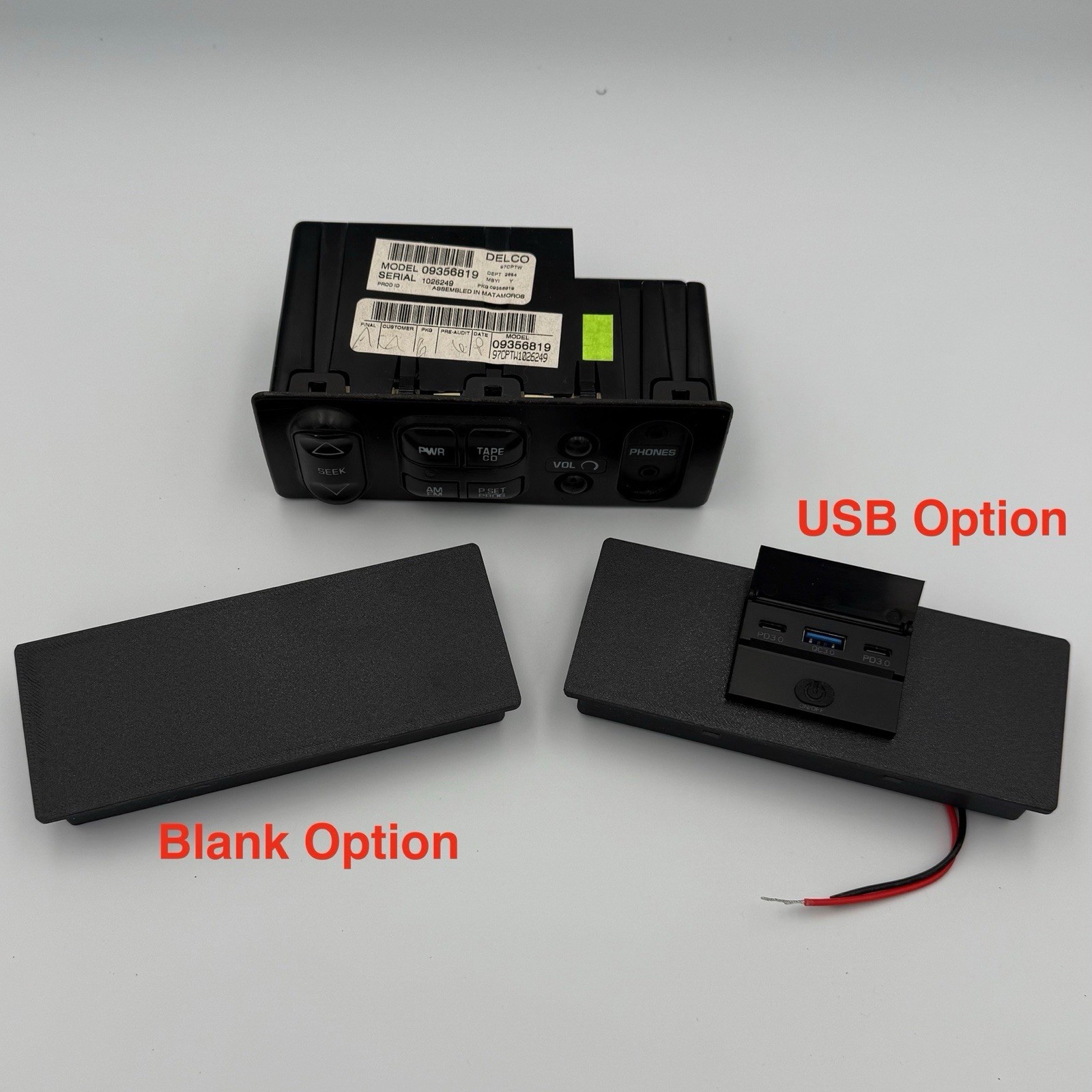 Center Console Rear Control Delete w/USB Conversion 1999-2002 Silverado Tahoe