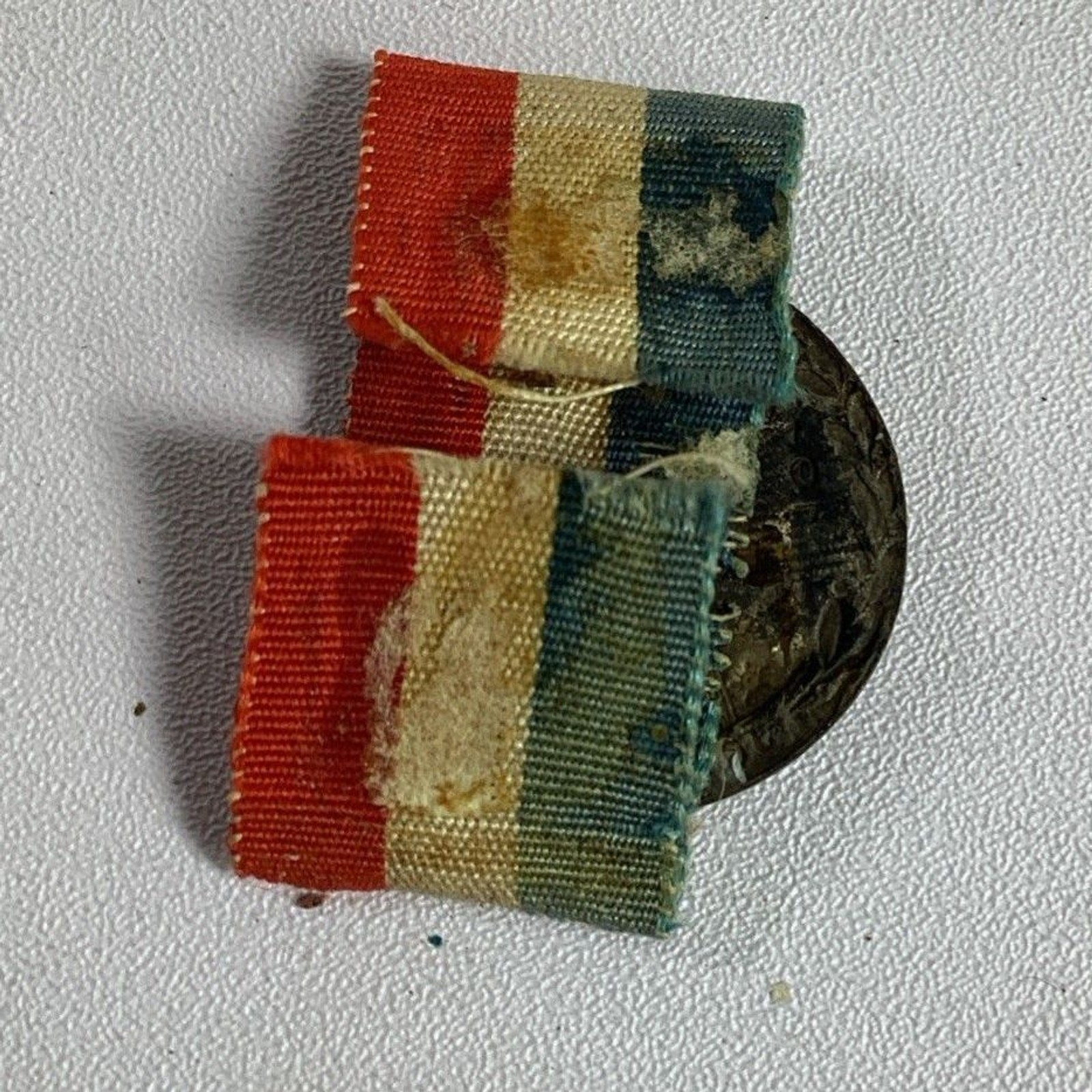 WWI French Medal Patriotic Military Ribbon General Joffre 1914 1915 Vintage