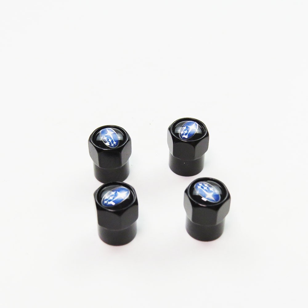 Compatible with Subaru 4Pcs Tire Valve Stem Caps Black Anodized Aluminum Set