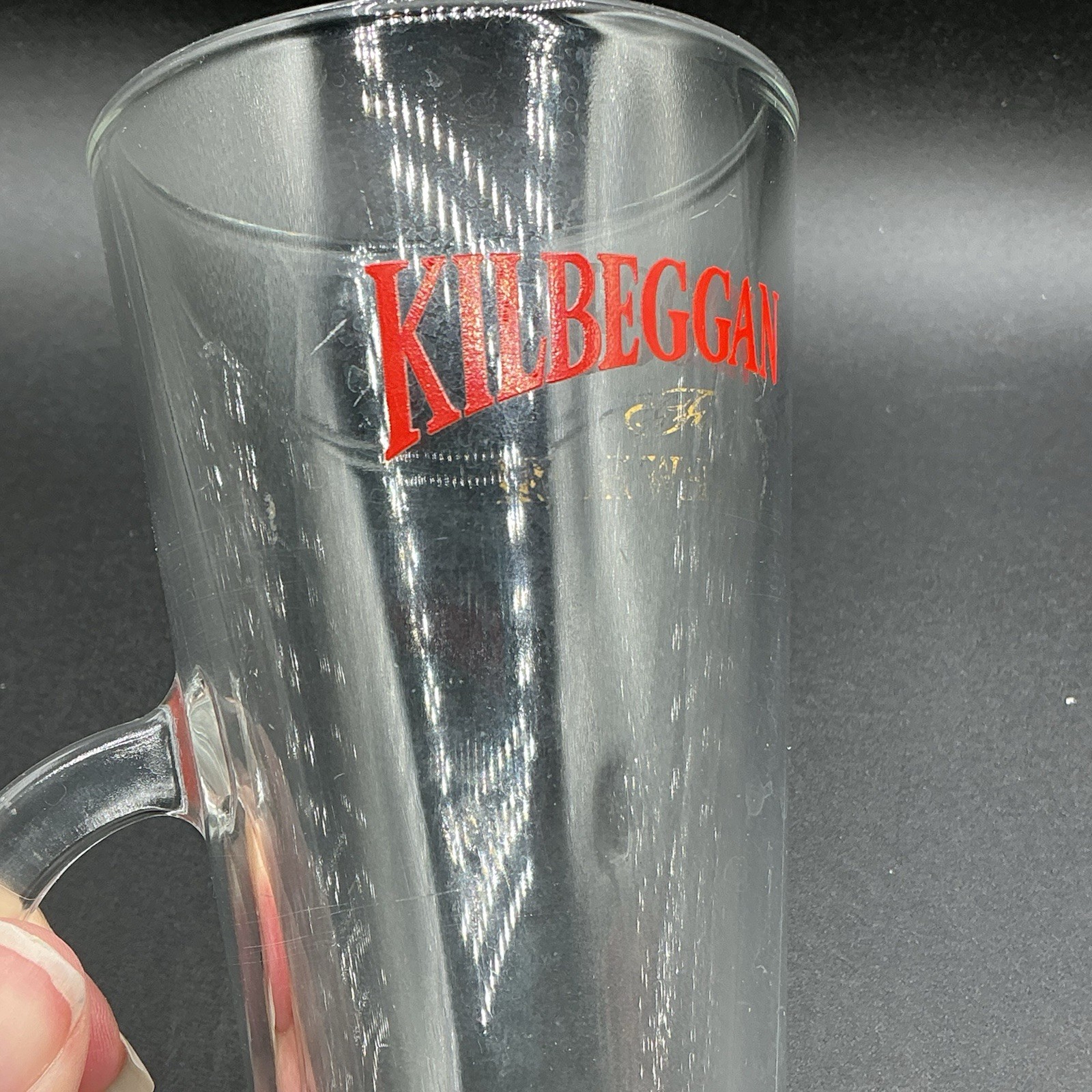 Kilbeggan Irish Whiskey Clear Glass Goblet Coffee Handled Mug