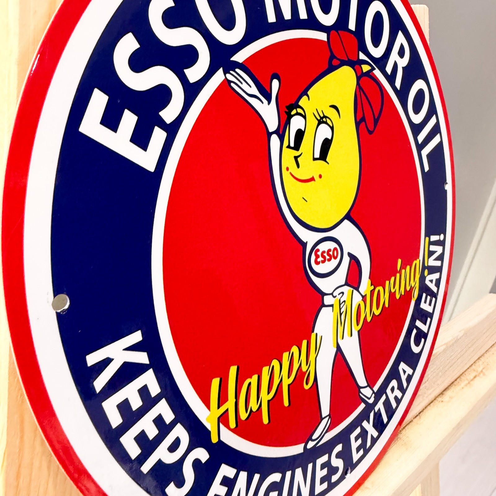 Esso Motor Oil Happy Motoring Female Mascot Metal Sign – 30 cm / 11.8”