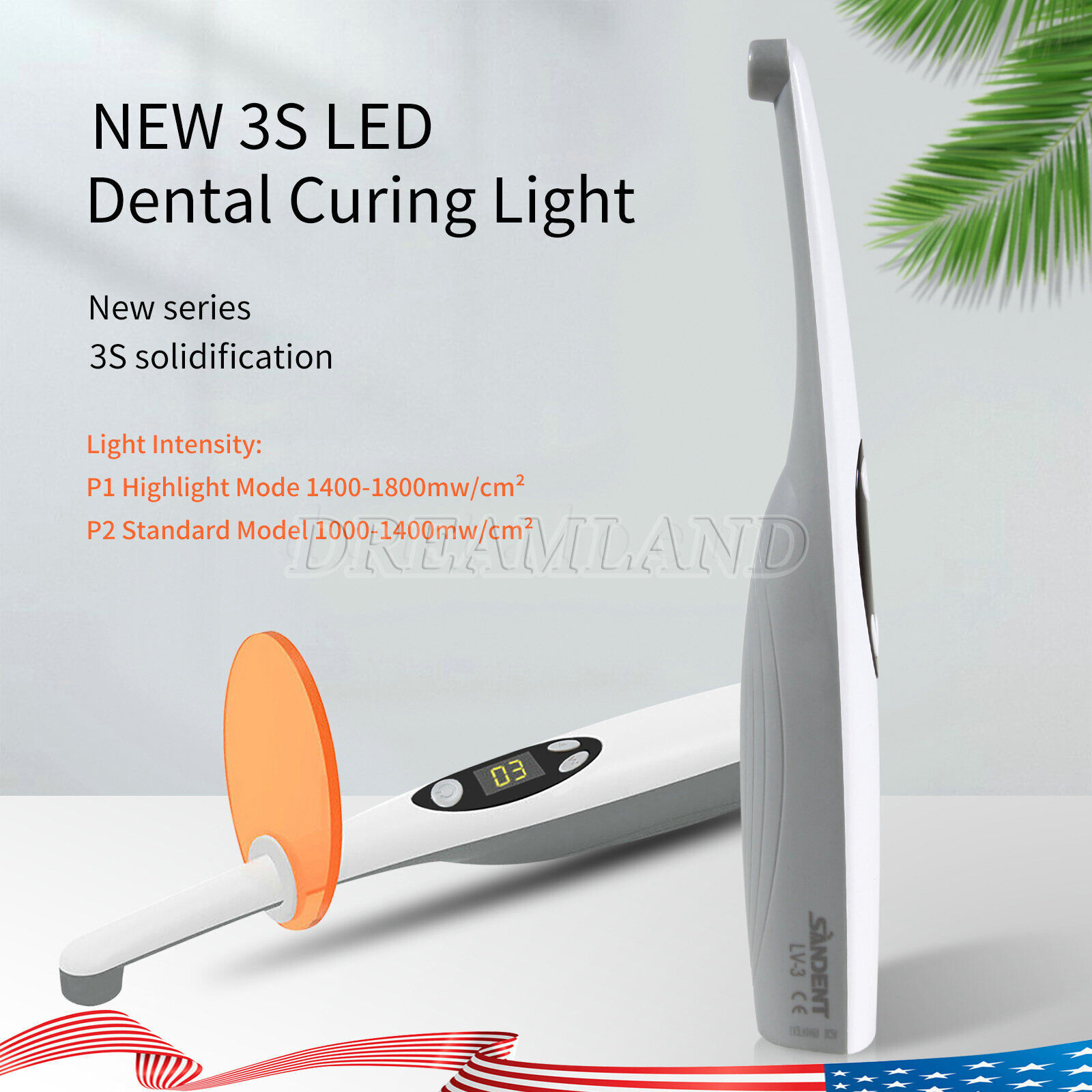 Dental Alto Voltaje LED Luz Curado Lampara 3S Curing Light Lamp Fit WOODPECKER