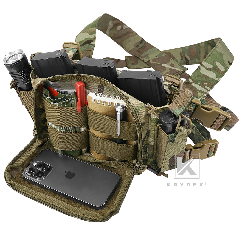 KRYDEX Tactical D3CRM Chest Rig 5.56 / 7.62 Rifle Pistol Magazine Pouch Placard