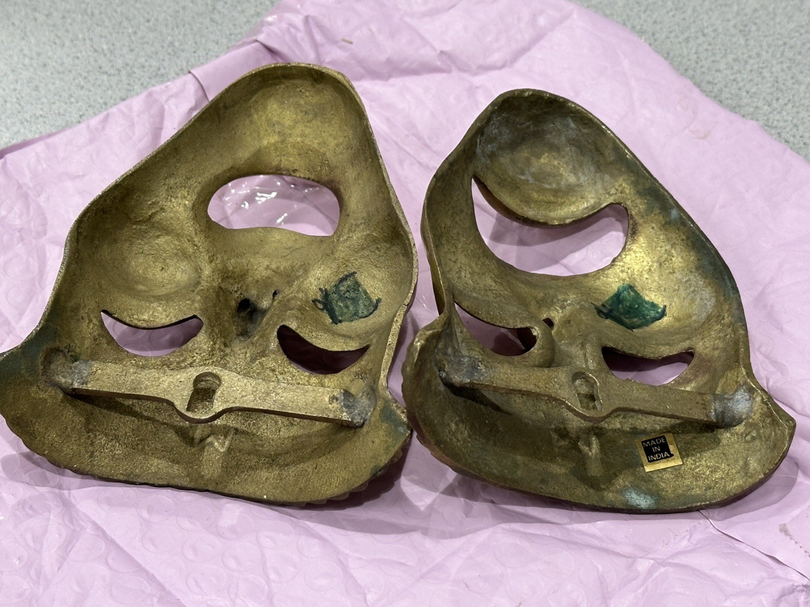 Brass Made In India Comedy & Tragedy Wall Decor.