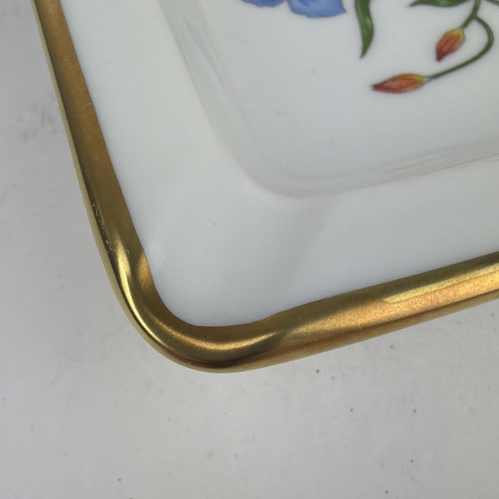 Gucci x Richard Ginori Flora Floral Porcelain Square Ashtray Italy Vintage 5.5"