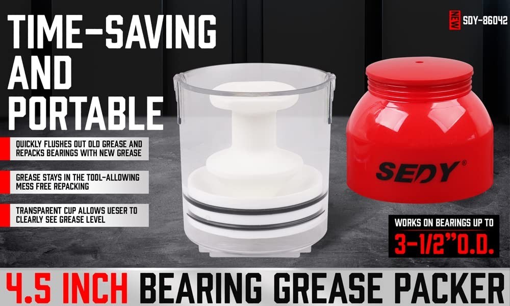 Premium Bearing Packer Kit - Effortlessly Flushes Old Grease and Repacks Wheel