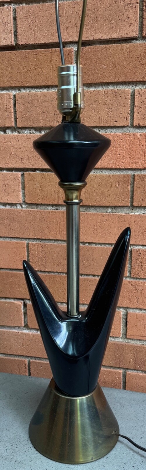 Vintage MCM Black Ceramic Boomerang Lamp Mid Century Modern Lighting Atomic 50s