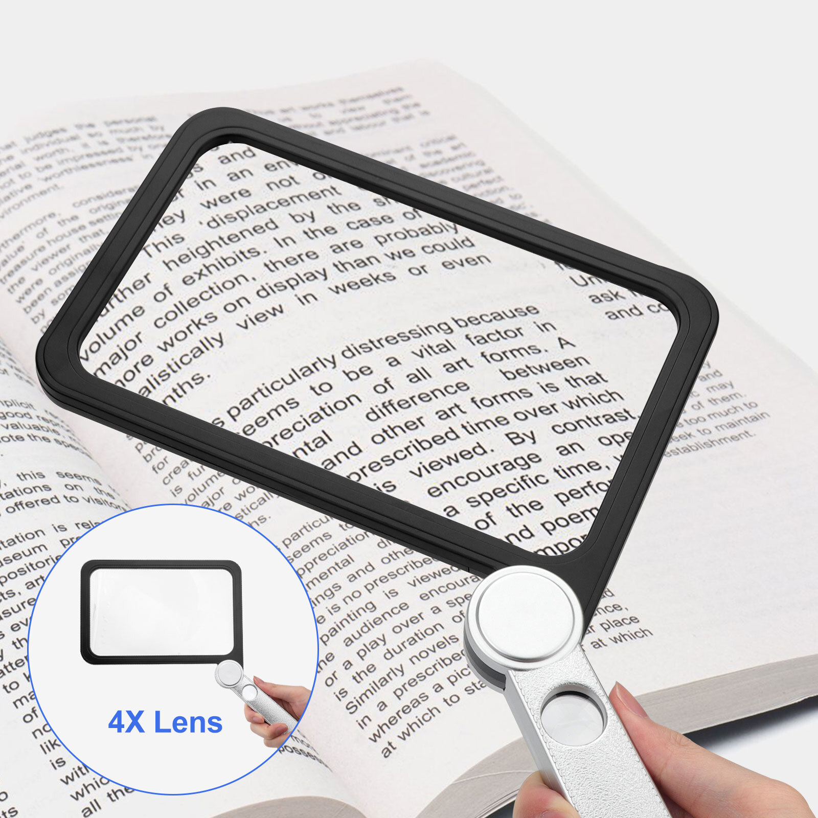 4X 20X Large Page Reading Magnifier Folding Handheld Magnifying Glass