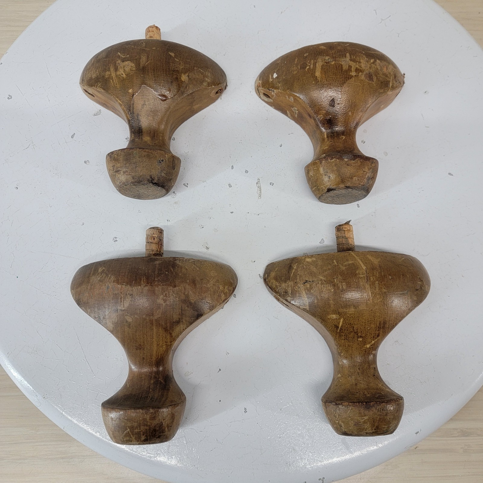 Set of 4 Vintage Solid Wood Furniture Feet Legs Salvaged Cabinet Sofa