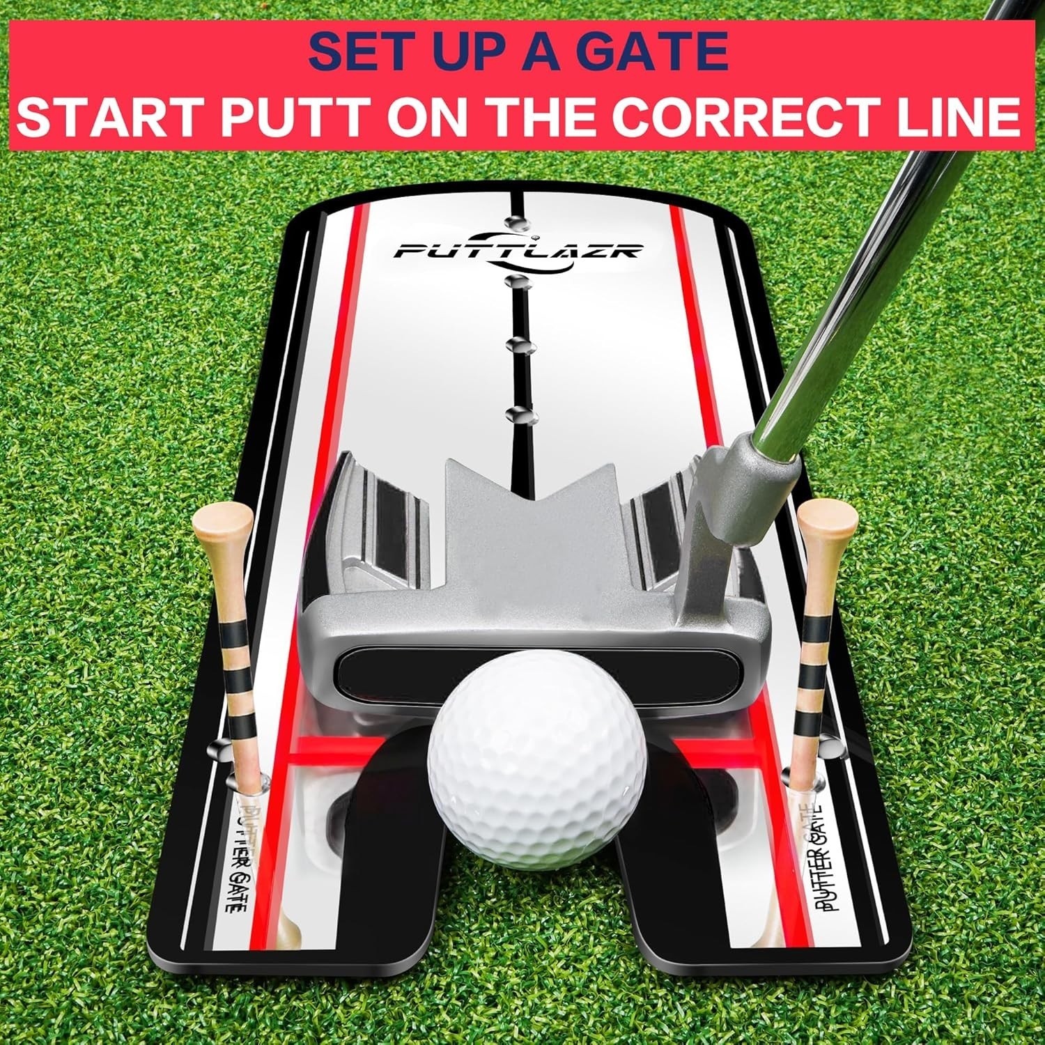 Putting Mirror Golf Training Aid with 6 Tees Portable Putter Practice Tool for M