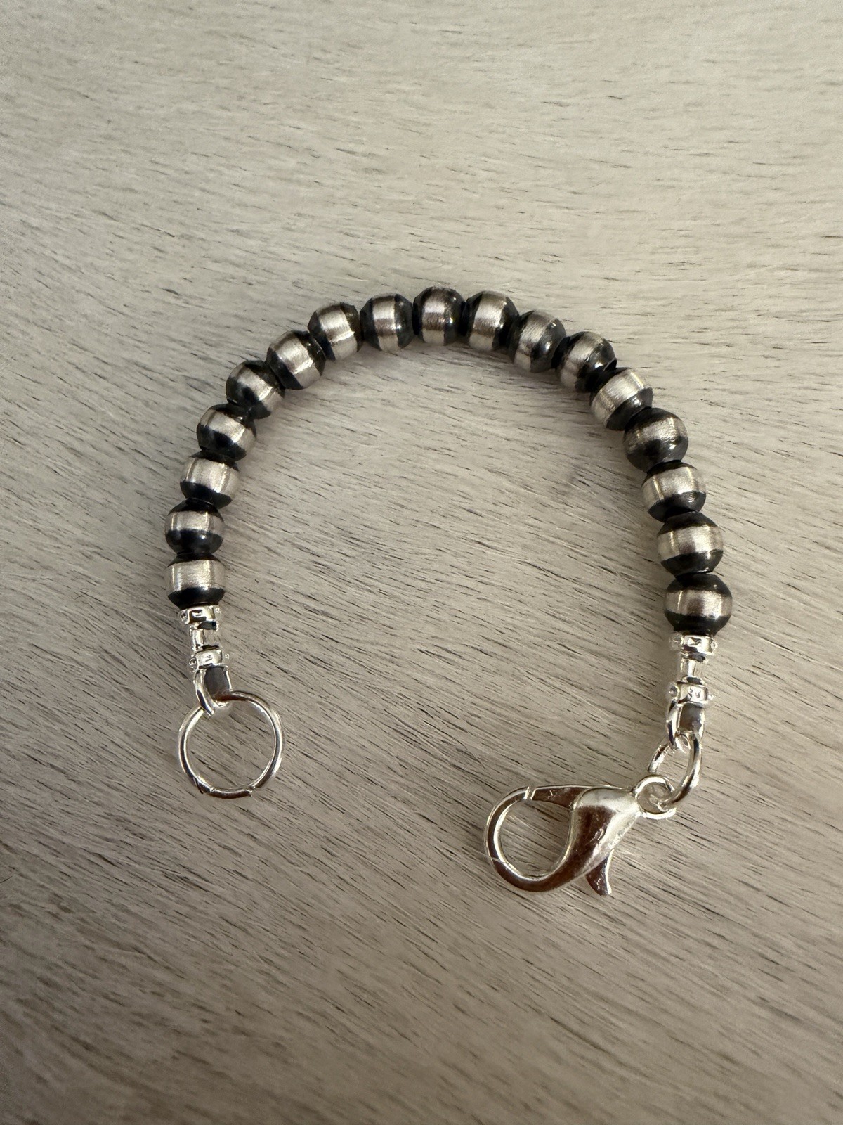 3” 4mm Navajo Desert Pearl / Beads Necklace EXTENDER Sterling Silver