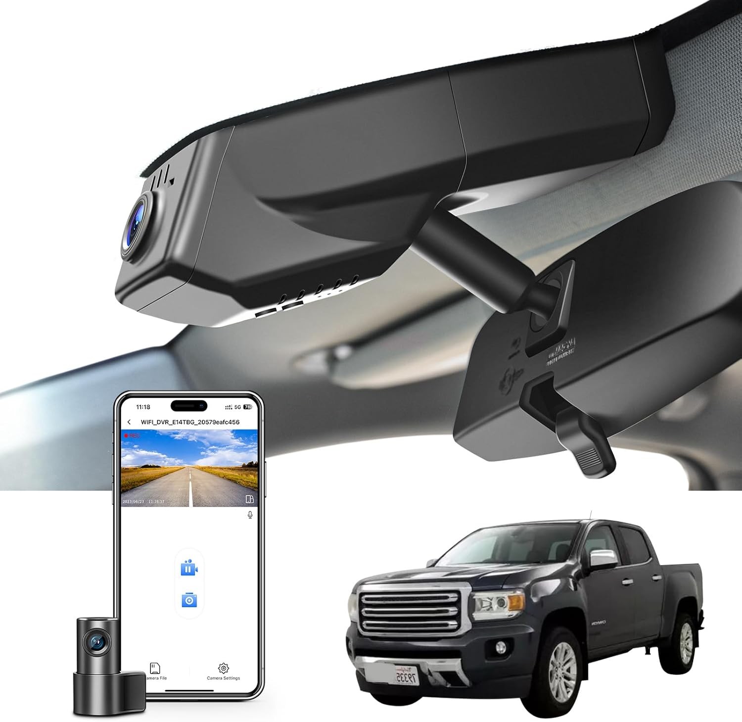 Front 4K & Rear 1080p Dash Cam for Chevy Colorado/GMC Canyon OEM Look UHD 2160P