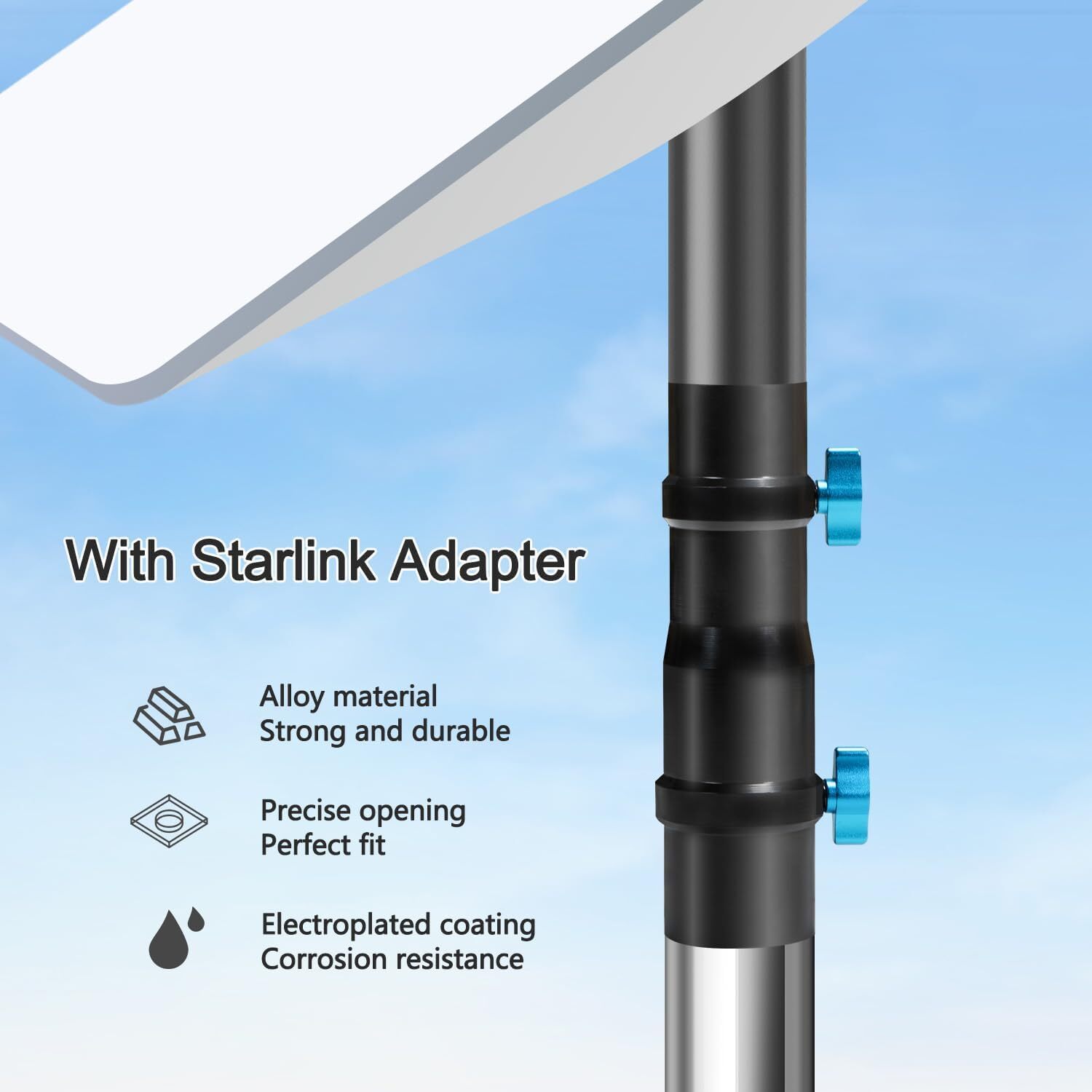 Starlink Ground Pole Mount Pole with No Dig Ground Anchor