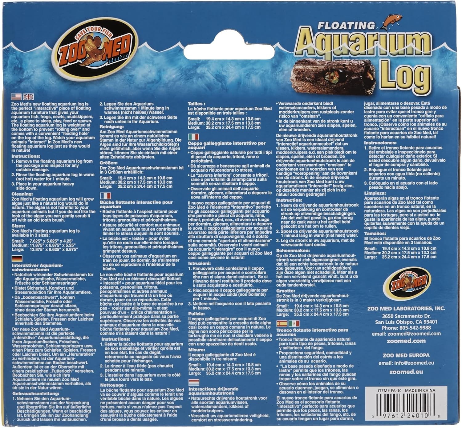 Weighted Floating Aquarium Log Small - Comfort and Security for Aquatic Life