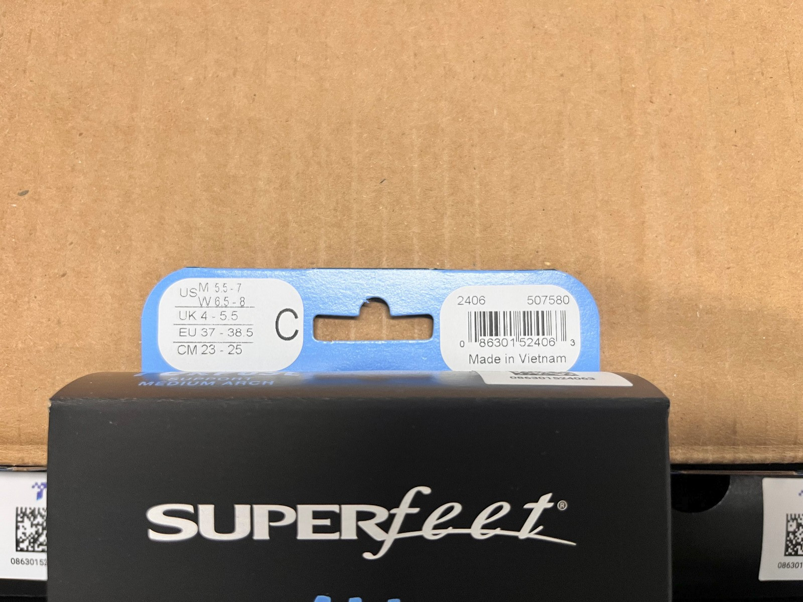 Superfeet All-Purpose Support Medium Arch Insoles (Blue) SIze C M5.5-7/ W6.5-8