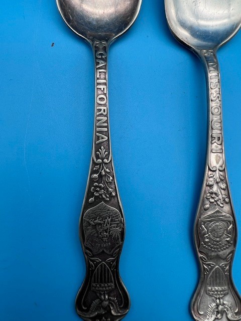 4 Vtg Oneida Community A1X State Spoons Kentucky, Illinois, Missouri, California