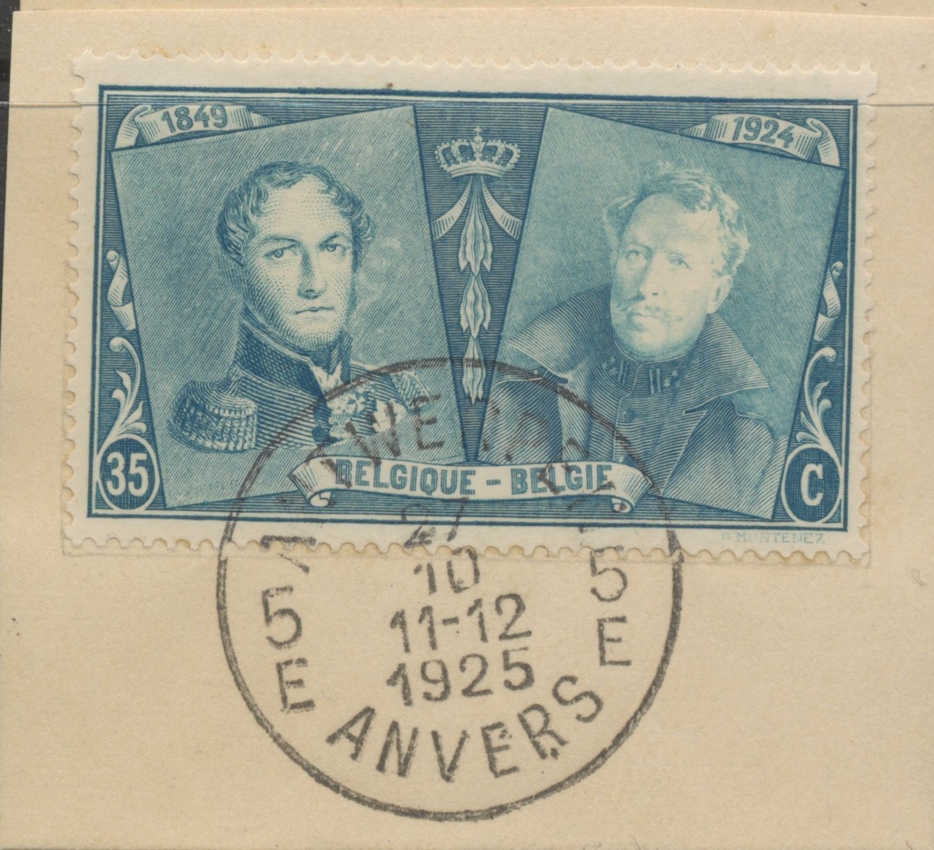Belgium Stamps 1925 75th Anniv of first Stamp SG410/22 used CV £85.75