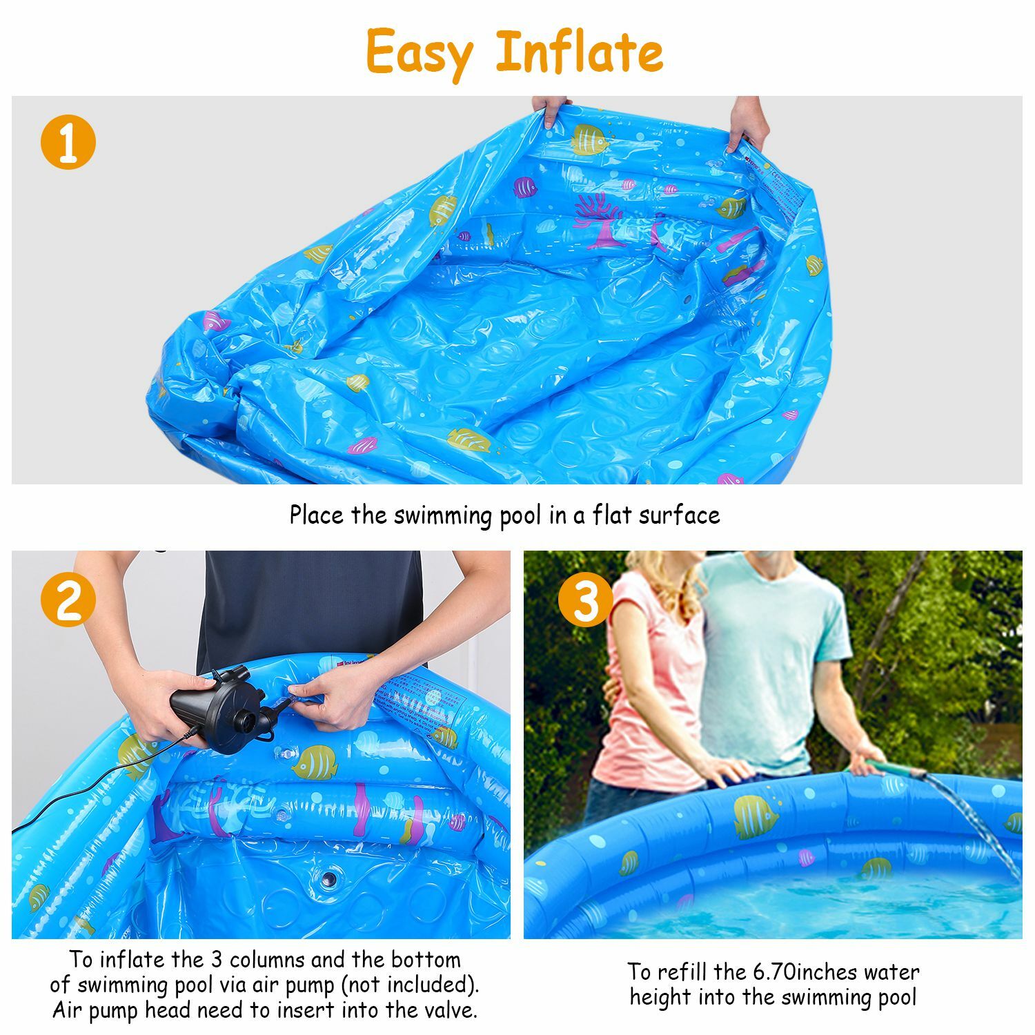 Kids Inflatable Swimming Pool Blow Up Children Family Yard Play Center Pool
