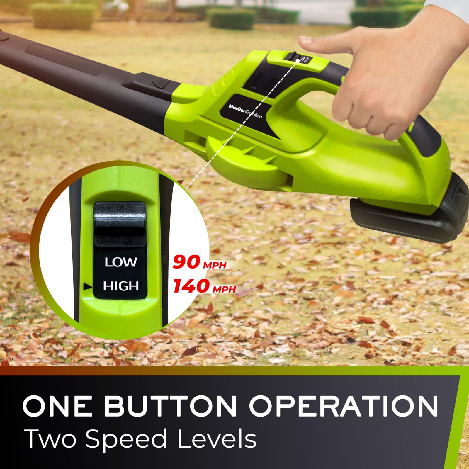 Leaf Blower Cordless Electric, with 2 Batteries and Charger, 140 MPH 20 V Powerf