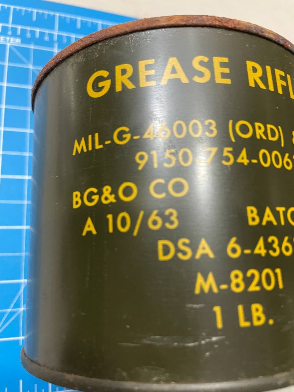 1963 US Military Vietnam Era RIFLE GREASE CAN 1 LB. - Sealed MIL-G-46003