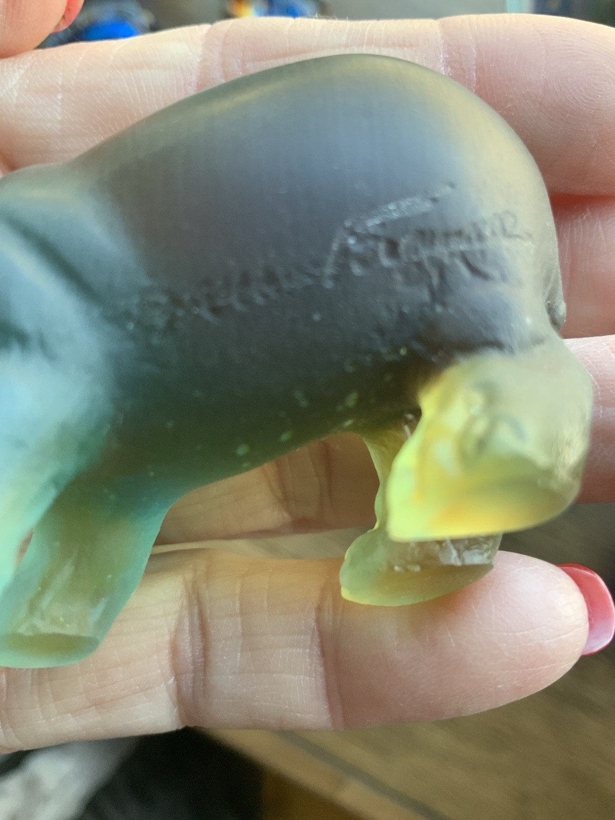 Signed Daum France Pâte de Verre Blue Hippo Art Glass Sculpture Crystal