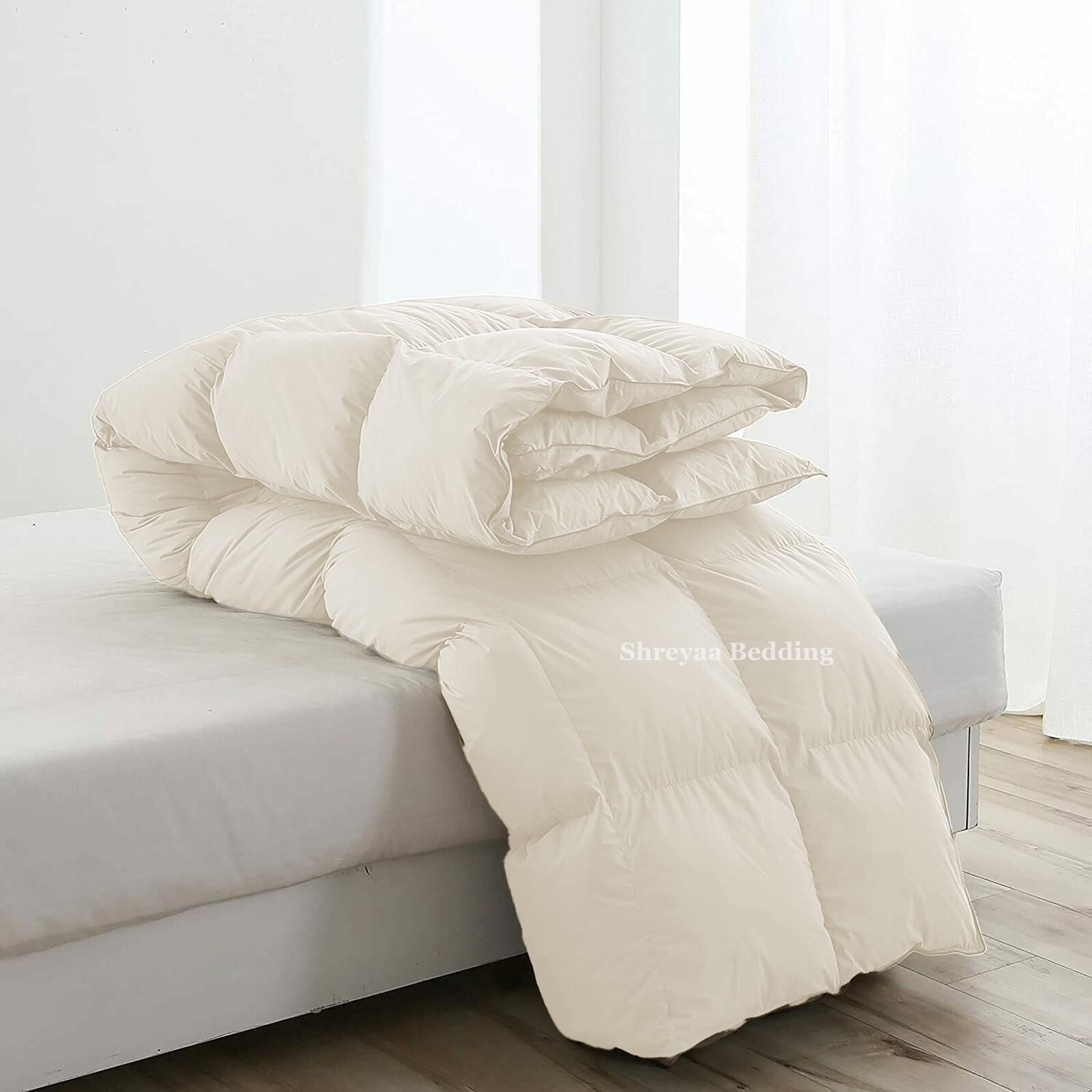 8 PCs Bedding Set (Comforter+Sheet Set+Duvet Set) 1000 TC 100% Cotton Ivory